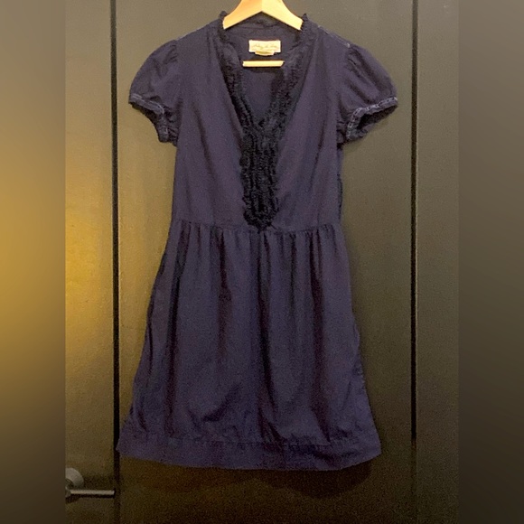 Staring at Stars sz S dress in deep purple; side-zip WITH POCKETS, velvet trim - Picture 1 of 2